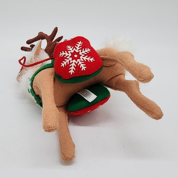 Annalee 2007 Felt Reindeer With Santa Hat & Decorative Saddle Bags Snowflakes - Picture 9 of 9